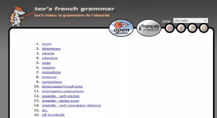 معرفی سایت Tex’s french grammar