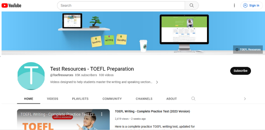کانال یوتیوب TOEFL Resources