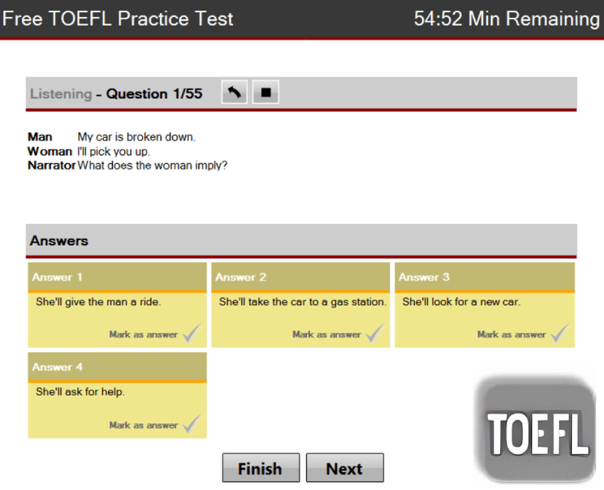 نرم افزار Free TOEFL Practice Test