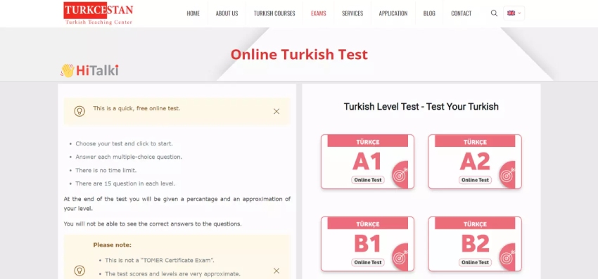 معرفی سایت برای تعیین سطح زبان ترکی