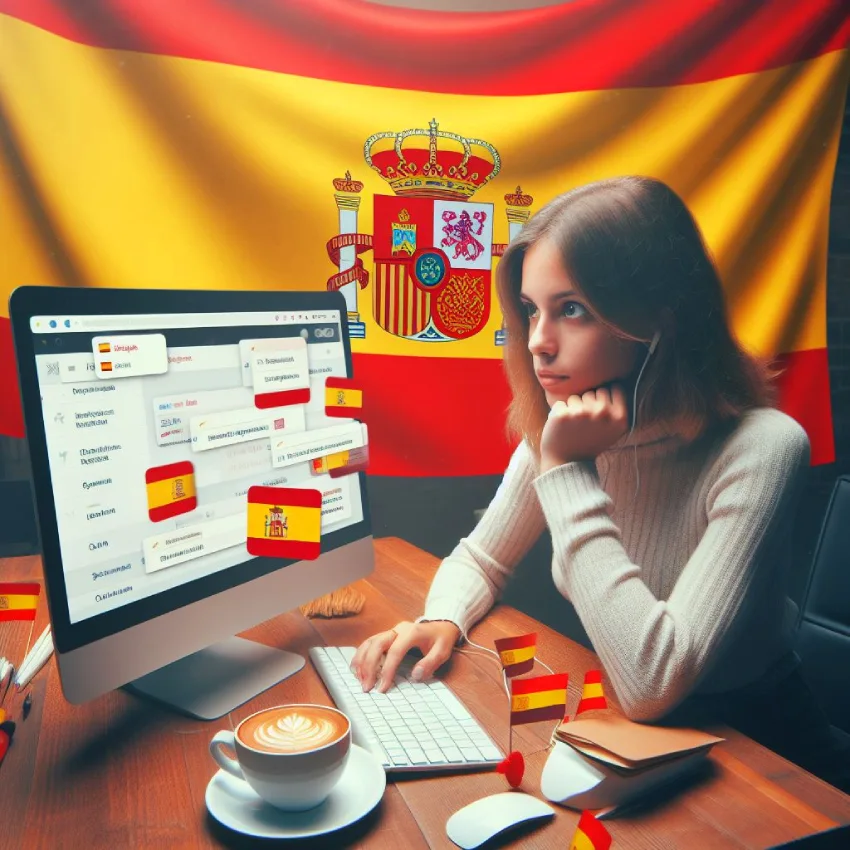 دختری در حال وب گردی به زبان اسپانیایی
