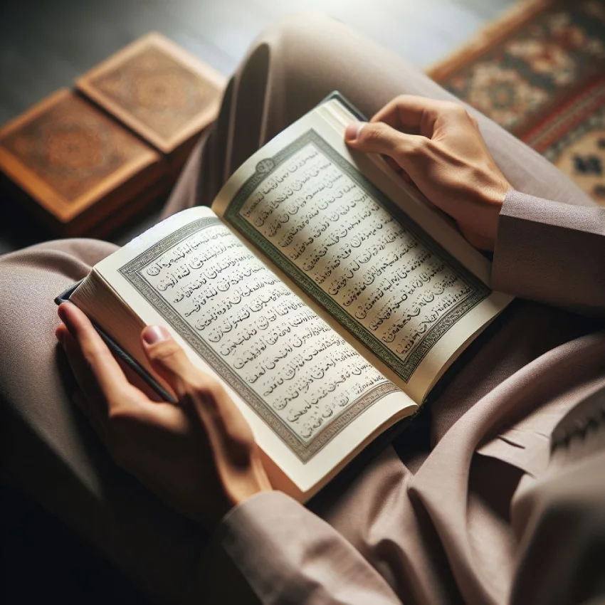فردی که قرآن در دست دارد