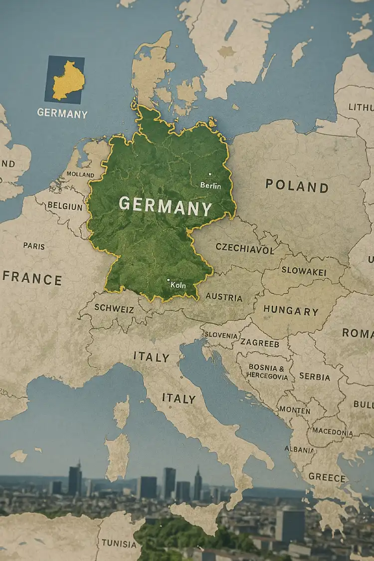 نقشه کشور آلمان روی نقشه جهانی