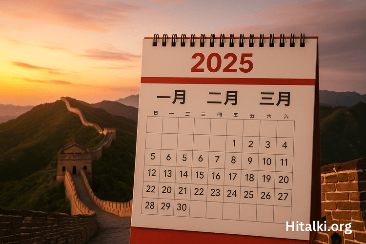 ماه‌ها به زبان چینی با پین‌یین و مثال‌های تقویم ۲۰۲۵ | آموزش کامل برای مبتدی‌ها