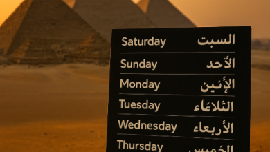 روزهای هفته به زبان عربی با املای درست روی تصویر؛