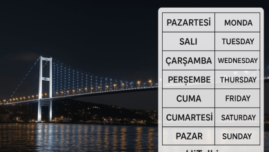 یادگیری روزهای هفته به ترکی استانبولی با تلفظ و مثال