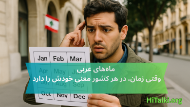 مردی در خیابان‌های لبنان در حال نگاه به جدول خالی تقویم؛ نمادی از تفاوت نام ماه‌ها در زبان عربی