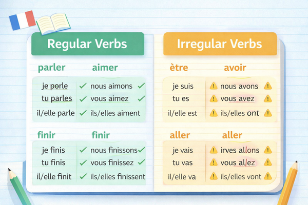 Regular vs irregular verbs in French present tense 